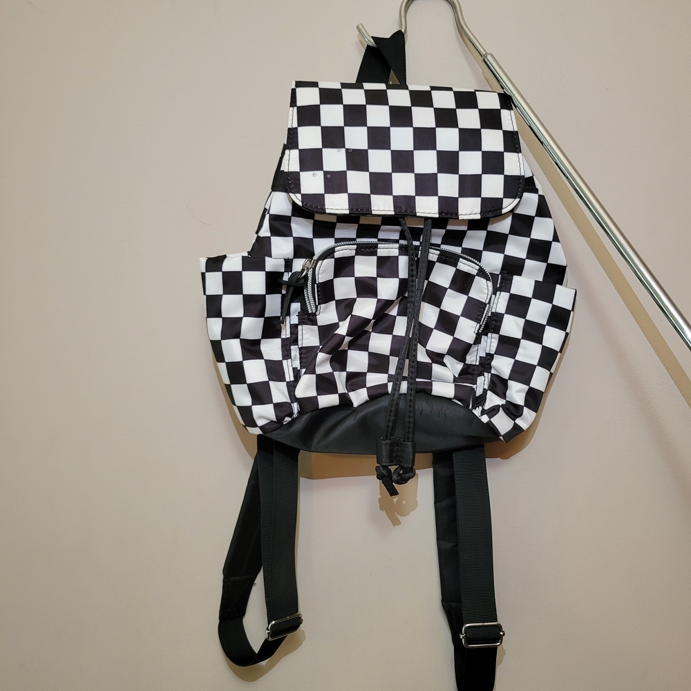 Claire's Black and White Checkered Backpack - Picture 2 of 5